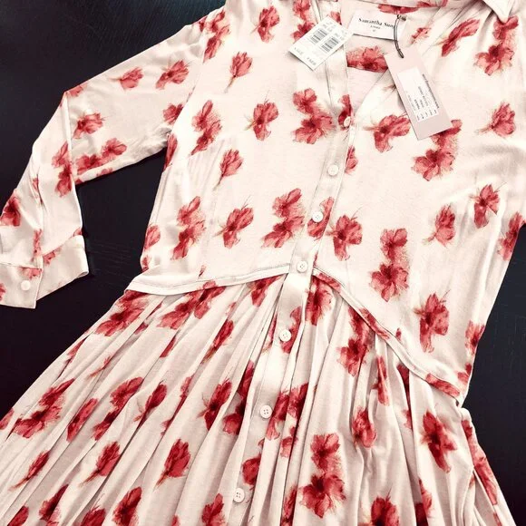 Vintage Samantha Sung London| Aubrey Maxi Dress| Coral Floral| NWT Size 10 - Picture 6 of 12